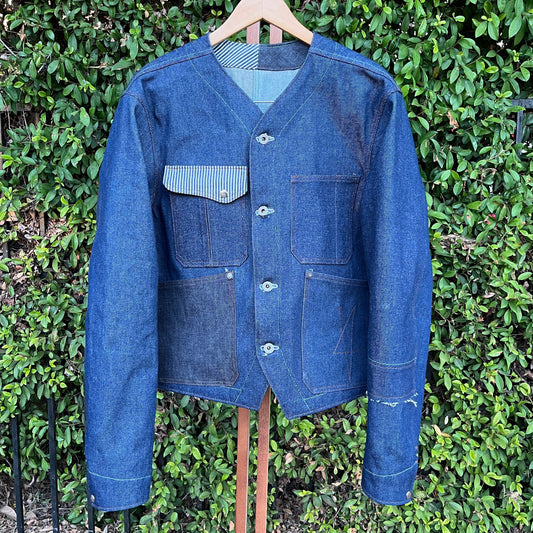 engineer jacket 𖤐 mixed indigo denim