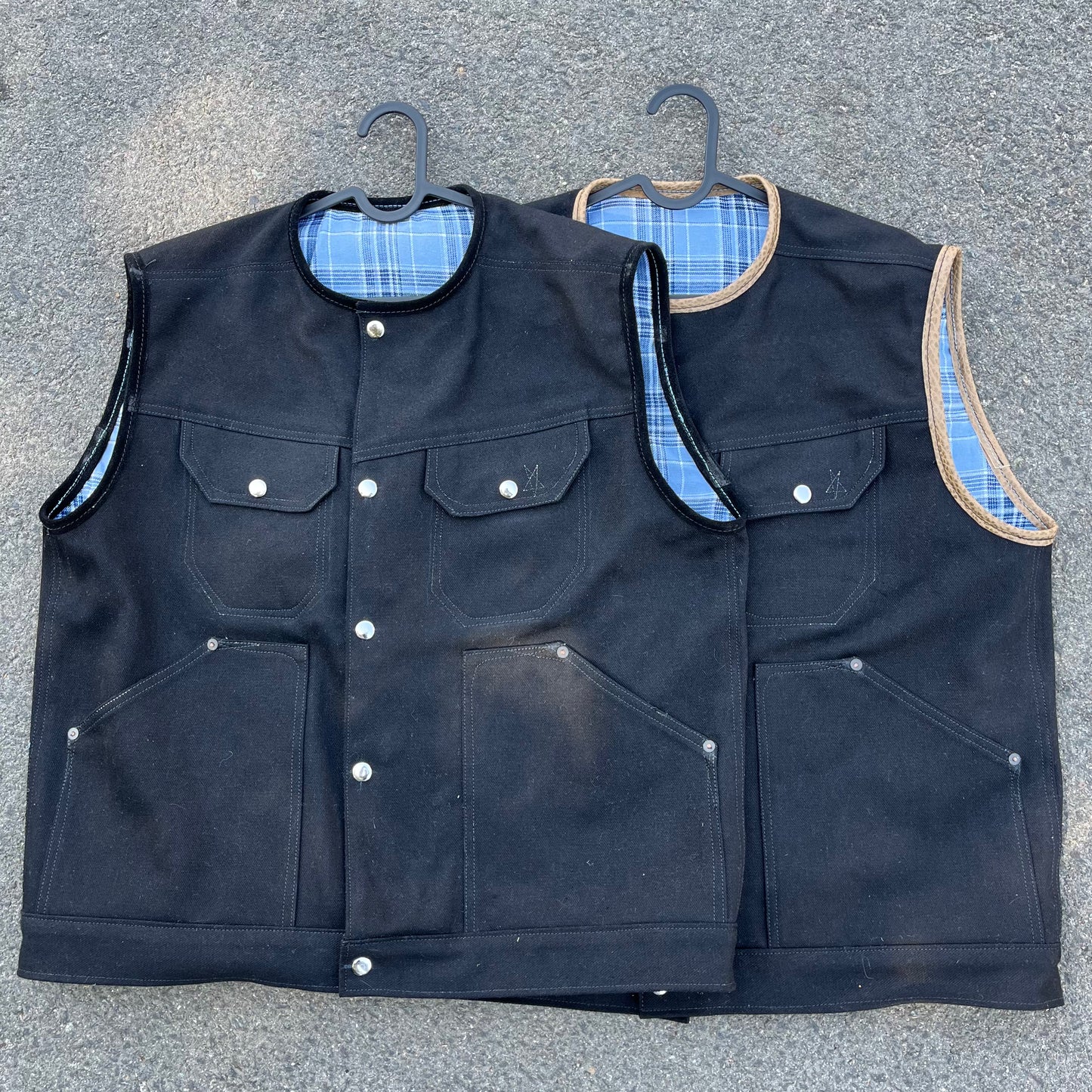 riding vest 𖤐 black denim