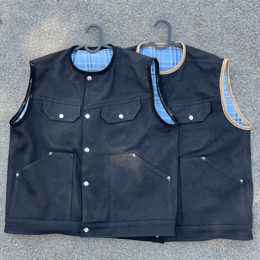riding vest 𖤐 black denim