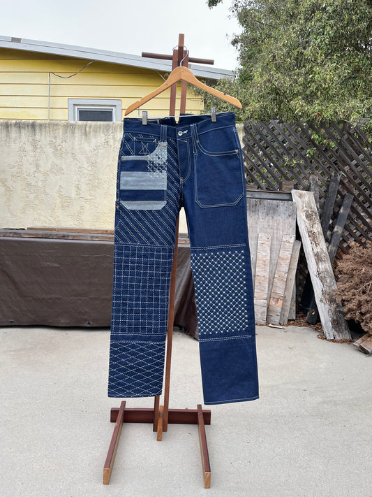 sashiko stitched jeans