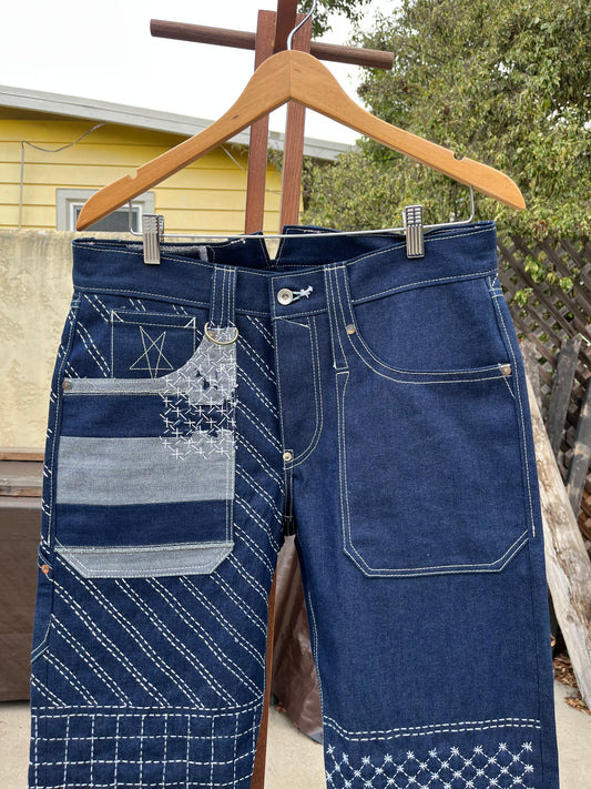 sashiko stitched jeans