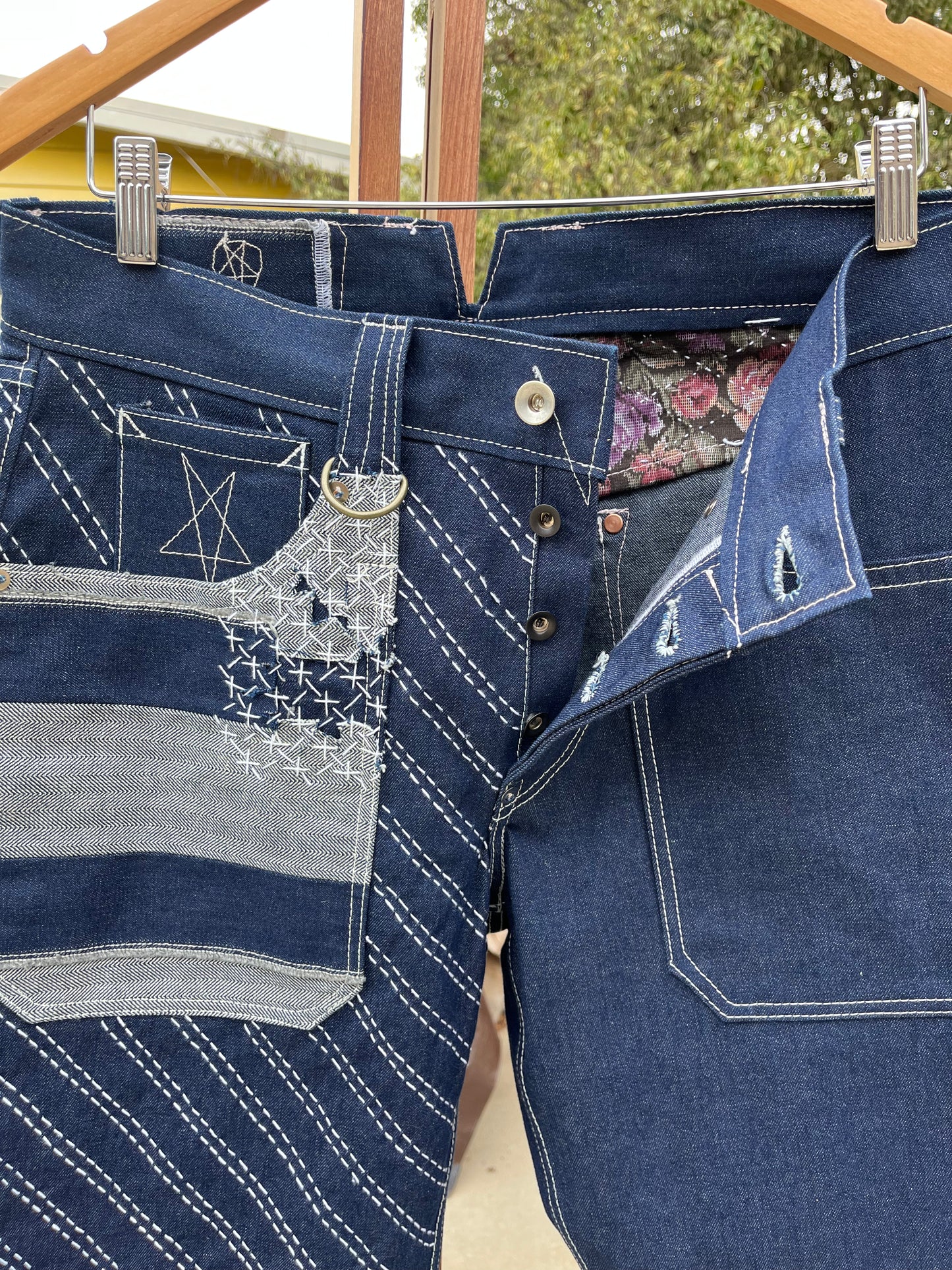 sashiko stitched jeans